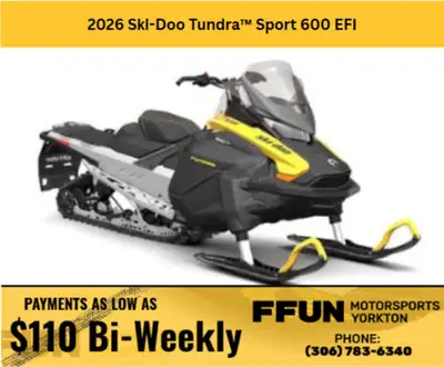 PRICE DOES NOT INCLUDE PDI/ FFUN ADVANTAGE/ TAXES Save $500 2026 Ski-Doo Tundra™ Sport 600 EFI - 85T...