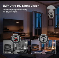 2PCS Light Bulb Security Camera Wireless Outdoor/Indoor, 3MP/2.4