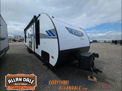 Adventure-Ready Bunkhouse Trailer with Queen Bed, Versa-Lounge, Outdoor Kitchen & Sleek Platinum Ext...