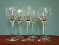 Set of 6 Vintage Romanian Etched Wine/Port Glasses 7" Tall