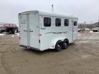 USED THURO BILT 3H RENEGADE HORSE TRAILER FOR SALE IN NISKU, AB - TANDEM 5200lb AXLES - SEALED & ENC... (image 2)
