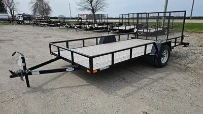 Width: 7' Length: 14' Height: 12in. Sides GVWR: 1356KG/2989LBS Axle Type: Single Frame: Steel Tire S...