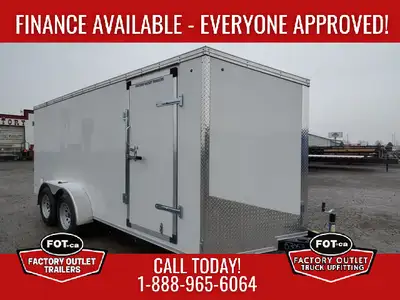 NEW Factory Outlet 7x16ft Enclosed Cargo Trailer - Rear Ramp Door w/ Spring Assist - Wedge Front - 3...