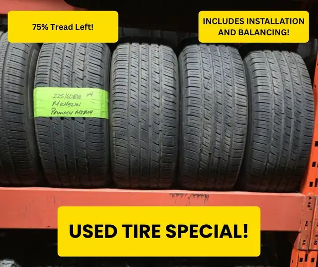 225/60R18 MICHELIN PRIMACY MXM4 ALL SEASON TIRES WITH 75% TREAD in Tires & Rims in Markham / York Region - Image 2