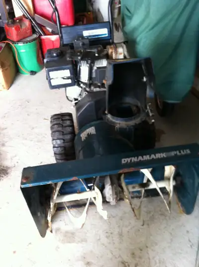 FULL GARAGE, BICYCLES $50-, DYNAMARK SNOW BLOWER AS NEW $700-, RYOBE RPOTO TILLER $125-, HAND /GARDE...