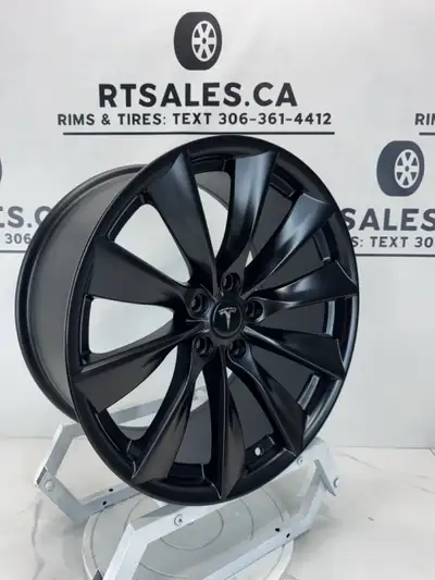 Set of 4 NEW 19 inch Tesla Replica rims - Matte Black -Tesla decals included Rim Size 19x9.5 Bolt Pa...