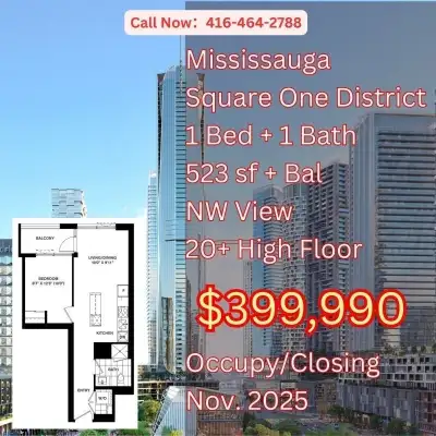 ️ Square One District | Assignment Deal! Now Only $399,990 (Original $459,990!) Live in the heart of...