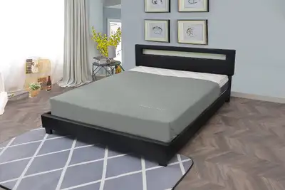 NEW BLACK MODERN LED BED FRAME UPHOLSTERED 1551, View more