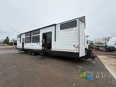 Forest River Wildwood Grand Lodge destination trailer 42ICE highlights: Two Lofts Kitchen Island Tel...