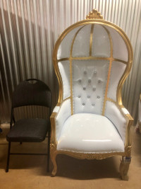 Porter Throne Chair (White on Gold) For Sale