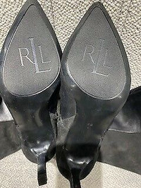 Ralph Lauren Black Leather and Suede Boots