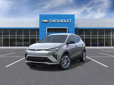Introducing the 2027 Chevrolet Bolt LT in a sophisticated gray finish, equipped with an efficient fr...
