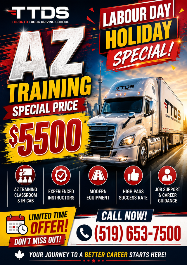  LABOUR DAY SPECIAL – AZ TRUCK DRIVER TRAINING! 