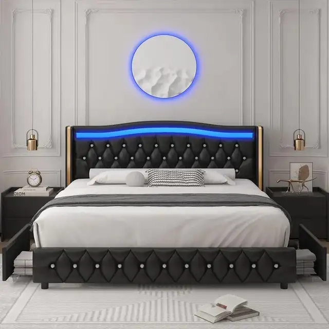 Brand New King Smart LED Bed Frame Headboard 4-Drawer $369 | Beds ...
