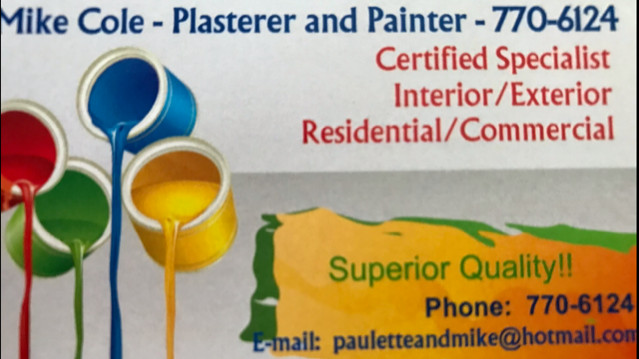 MIKE COLE - PLASTERER AND PAINTER - 709-770-6124 in Painters & Painting in St. John's