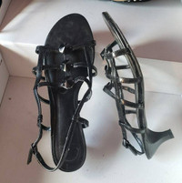 Sandles, Ladies size 8, gently used, Black, 2 inch heel