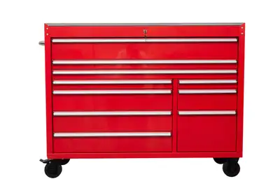 NEW 55 IN SIEBEL 10 DRAWER TOOL BENCH STAINLESS STEEL TOP 5510DR SALE $859.95 5510DR RED DIMENSIONS:...