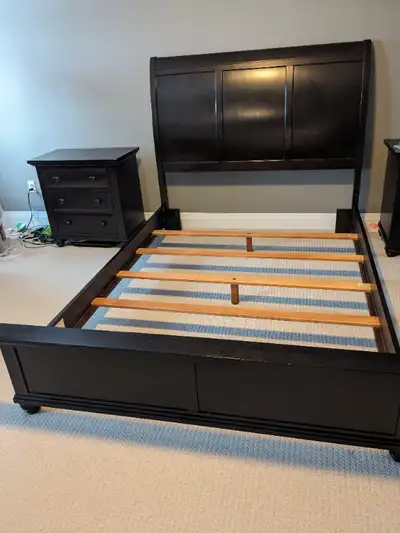 Queen size solid wood bed frame with box., View more