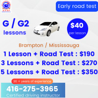 G2 and G Test, Driving Lessons, Early Road Test