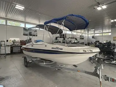 3.0L Mercruiser TKS, dual bimini and cover, Lowrance finder, stereo, marine radio, cockpit table, tr...