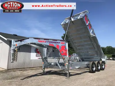 N&N HD SERIES 7'x16' TR-AXLE GOOSENECK GALVANIZED DUMP TRAILER: 22.5K GVWR WITH TARP ROLLER KIT! Why...