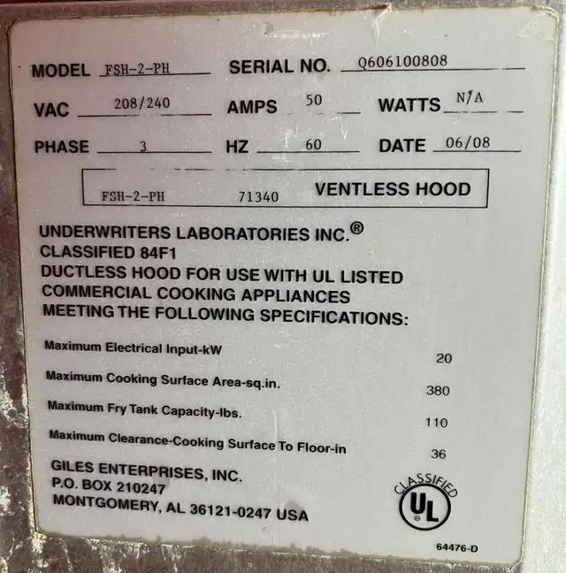 24” Giles ventless hood FSH-2-PH for only $8995 ! Can ship Anywh in Industrial Kitchen Supplies in Mississauga / Peel Region - Image 5