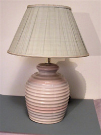 SMALL POTTERY RIBBED M-C-M TABLE LAMP SHADES OF GRAY