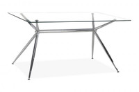 RECTANGULAR GLASS AND CHROME DINING TABLE