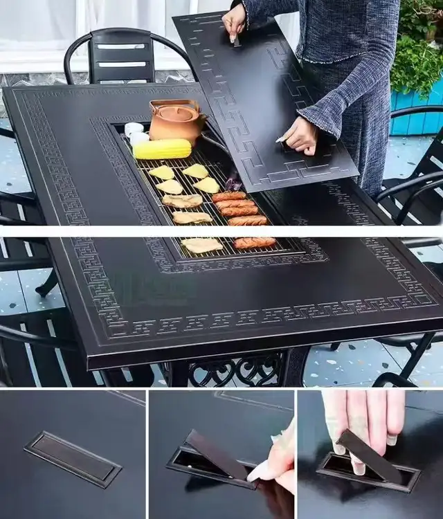 Brand New 7pcs Round Cast Aluminum Dining Set BBQ Table $1699 | Patio ...