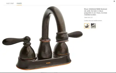 MOEN ROBINET DE S-D-BAIN BRONZE MÉDITERRANÉEN NEUF, View more