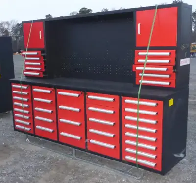 NEW 40 DRAWER WORK BENCH & CABINETS 10FT40D BLUE OR RED $2995.00 Brand New 9.6 FT X 2.91 width FT Ba...
