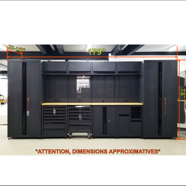 Ensemble de garage noir 15 pieds coffre outils dans Commodes et armoires  à Drummondville - Image 2