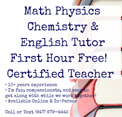 Math Physics Chem English Tutor 1st Hour Free! Certified Teacher, View more