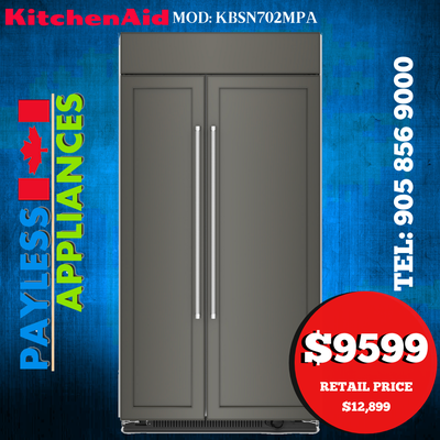 Kitchenaid Built In Refrigerator KBSN702MPA 42" Side By Side, View more