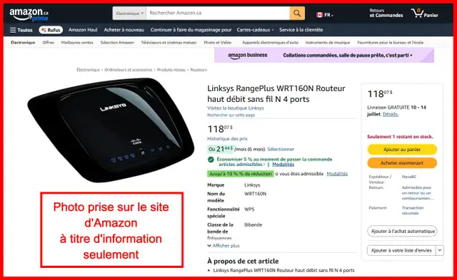 Routeur Linksys WRT160N in Networking in Saguenay - Image 5