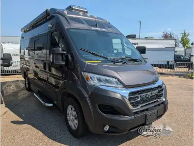 Roadtrek Class B gas motorhome Play + Slumber highlights: Open Center Aisle Pop-Top Sleeping Area El...