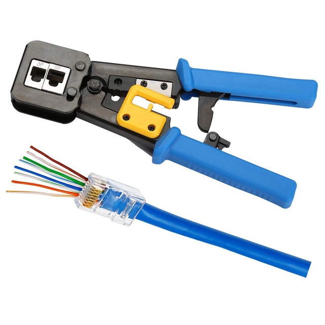 RJ45 Crimp Tool Pass Through Cat5 Cat5e Cat6 Crimping Tool Networking