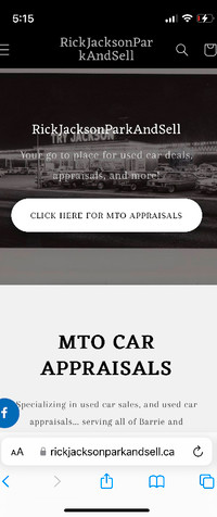 MTO Used Car Appraisals-$63- Rick Jackson Call 705-790-8057 $63