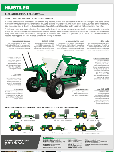 Safe feed and fuel with a Hustler Chainless! Feed out literally any round or square bale of any fora...