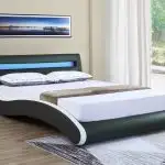 NEW MODERN BONDED LEATHER LED BED FRAME BLACK 18971B in Beds & Mattresses in Grande Prairie - Image 4
