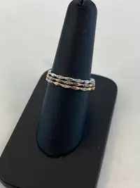 SUPER CUTE!! 14K TriColor Gold & Diamond Stacking Ring Set