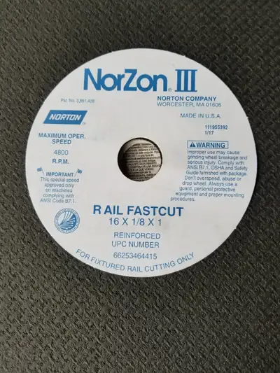 16 Inch RailCut NorZon III 4NZ ZA Type 01/41 Rail Cut-Off Wheel, View more