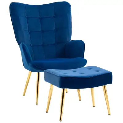 Modern Accent Chair with Ottoman, Upholstered Armchair with Foot, View more