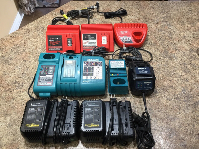 Lot of battery tool chargers:YardWorks, Milwaukee & Makita. | Power Tools |  Ottawa | Kijiji