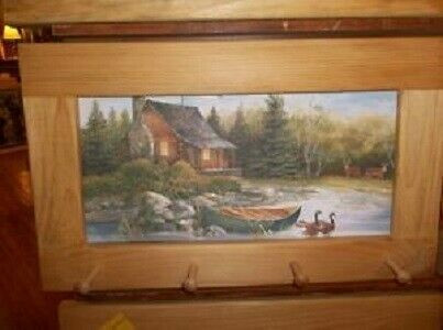 Cabin & Canoe Art Framed Peg Board in Arts & Collectibles in North Bay