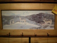 Wolves On A Snowy Hill Art Framed Peg Board