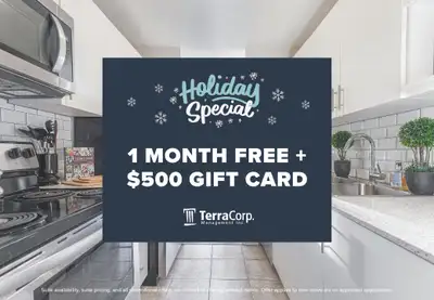 Holiday Special: Sign a new 13 month lease by January 1, 2026, and unwrap 1 month free + a $500 gift...