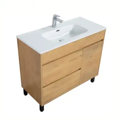 Meuble-Lavabo de Plancher 40po Bois avec comptoir de Céramique, View more