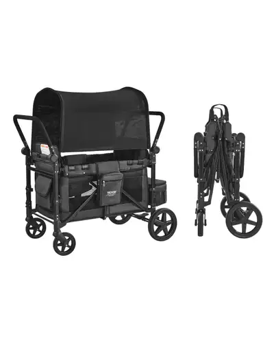 Features & Details Easy to Fold: Traveling with kids is no longer a challenge! Our 4-seater wagon st...
