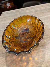 Iridescent Orange Carinval Glass Bowl